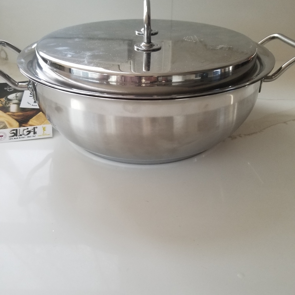 Silga Teknika Stainless Steel Casserole Pot Sauce Pan 11” W/Lid made in Italy